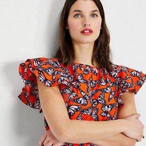 Kate Spade Butterfly Flutter Sleeve Blouse